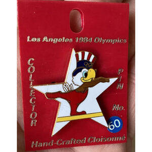 1984 LA Olympics Cloisonné Pin Sam The Eagle Gymnastics Vintage Collectors Pins